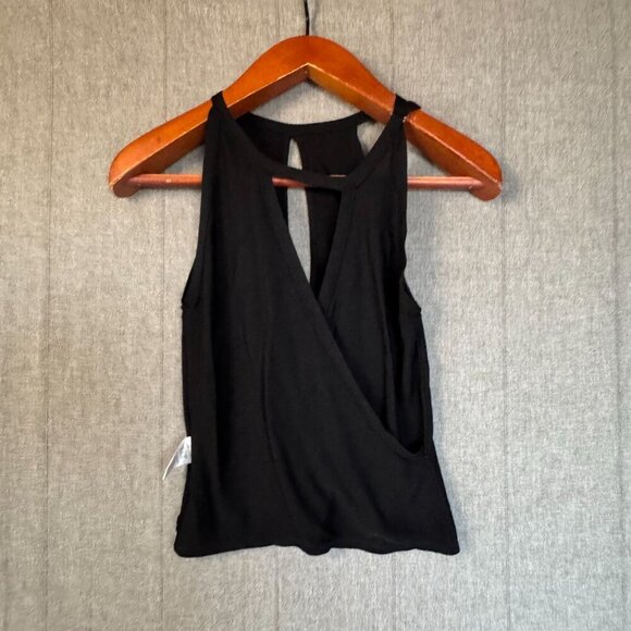 Sweet by Miss Me Black High Neck Racer Back Key Hole Crossover Tank Top Size S - Picture 7 of 10